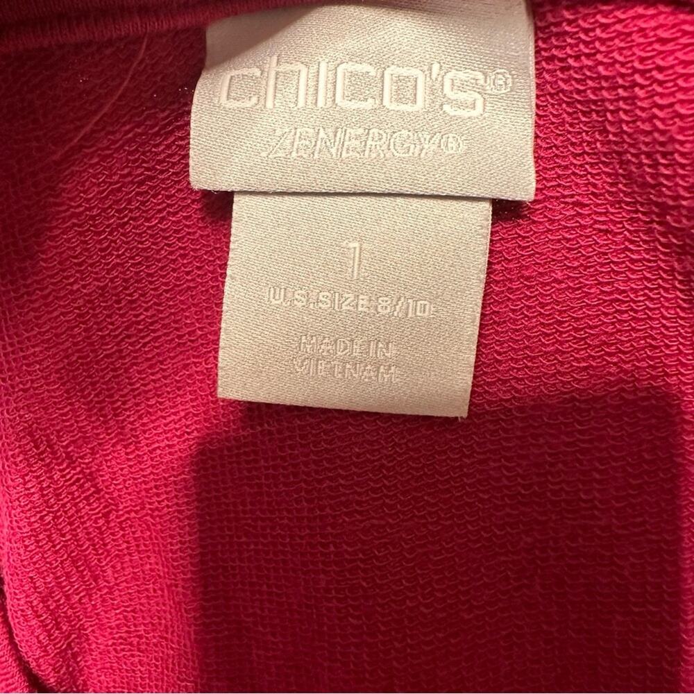 Chico's Zenergy Sz 1 US 8/10 M Long Sleeve Tunic‎ Top Pink V-Neck Basic Capsule - Picture 4 of 7